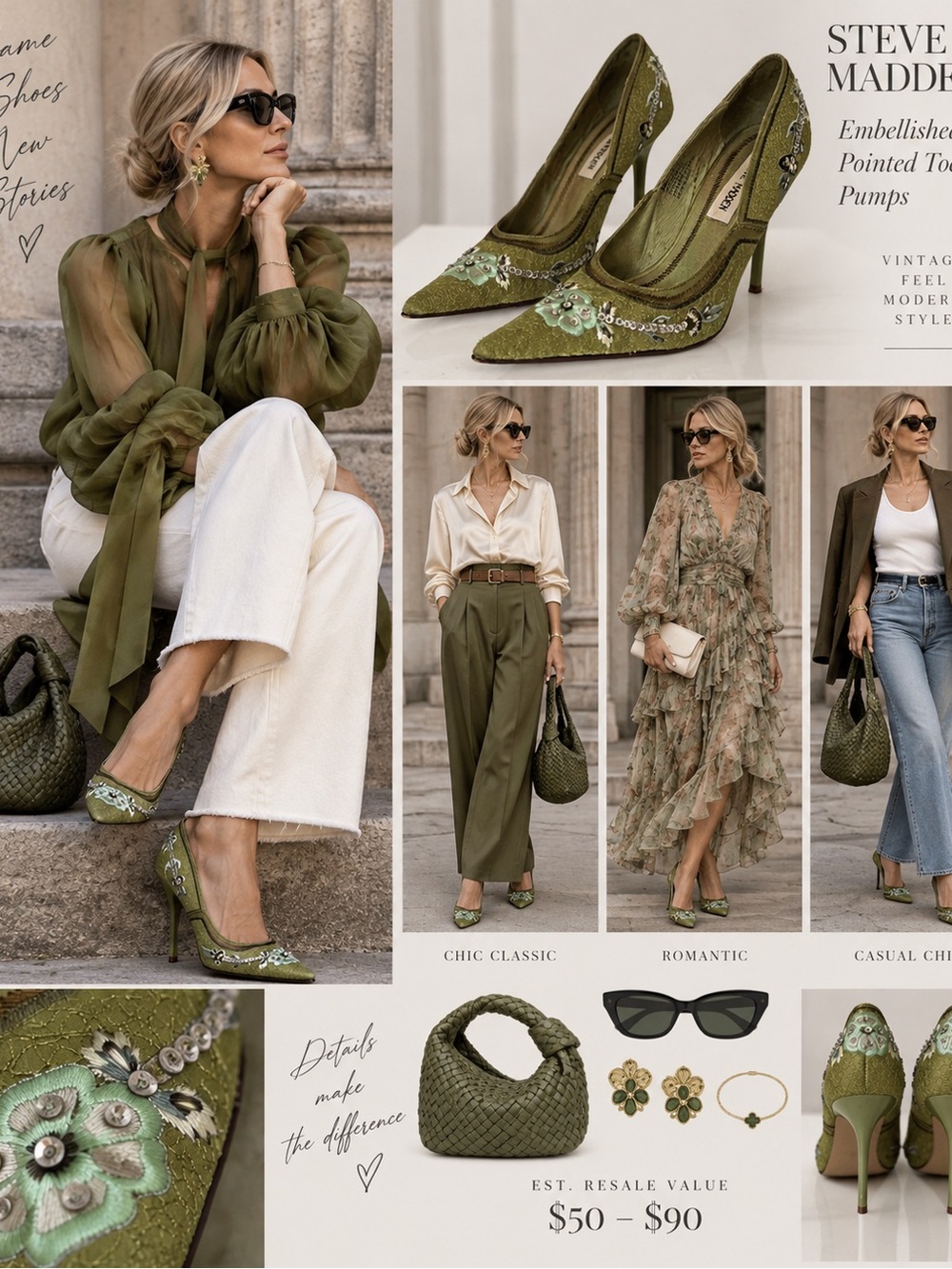 Steve Madden Embellished Olive Green